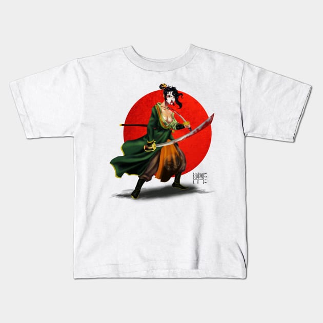 Samurai geisha Kids T-Shirt by Bertoni_Lee